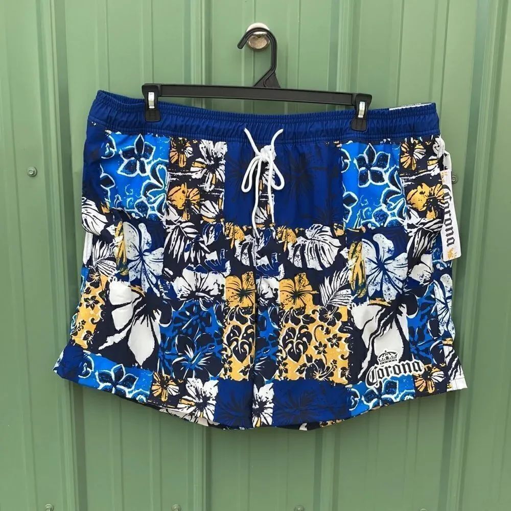 Men’s Corona Tropical Print Board Shorts Swim Trunks Beach Size 3XL